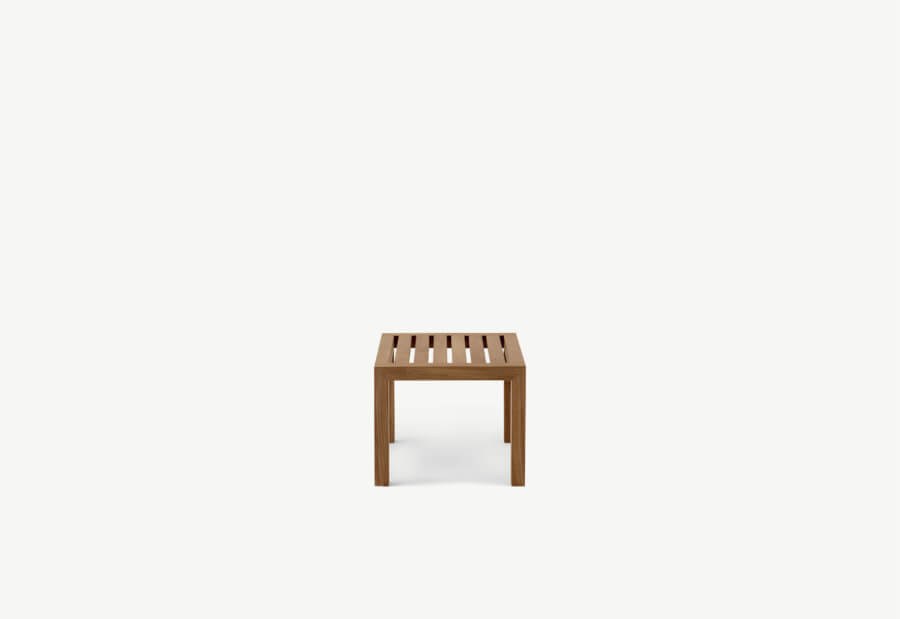 Roda Network modular outdoor seating in teak with woven belt structure